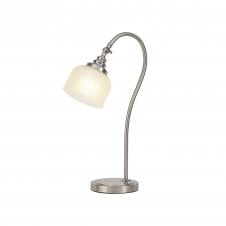 SALOON Table Lamp | 1 Light E27 | Satin Nickel and Frosted Glass