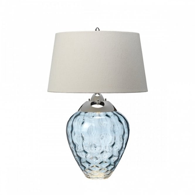 SAMARA Glass Table Lamp in Light Blue and Polished Nickel