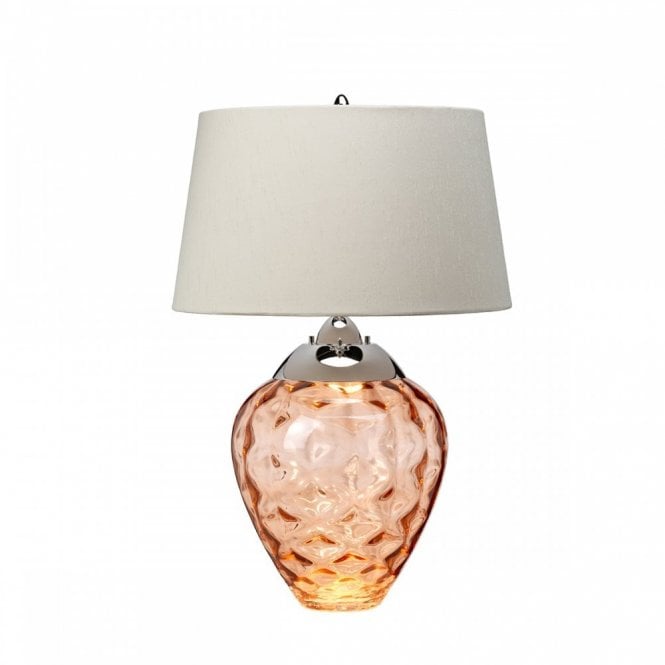 SAMARA Glass Table Lamp in Salmon Tint and Polished Nickel