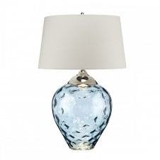 SAMARA Large Table Lamp in Light Blue Glass and Polished Nickel