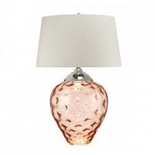SAMARA Large Table Lamp in Textured Salmon Glass with Shade