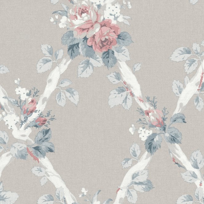 SAMPLE - ELWYN sugared Grey floral geometric print Wallpaper