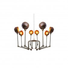 SAN JOSE modern industrial style 8 light chandelier in antique brass