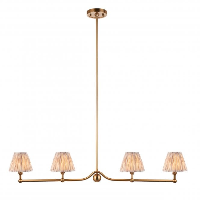 Santiago 4 Light Linear Pendant with Ikat Shades in Neutral 