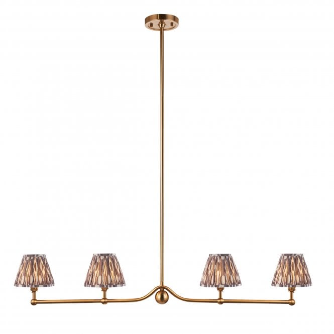 Santiago 4 Light Linear Pendant with Ikat Shades in Pearl Grey