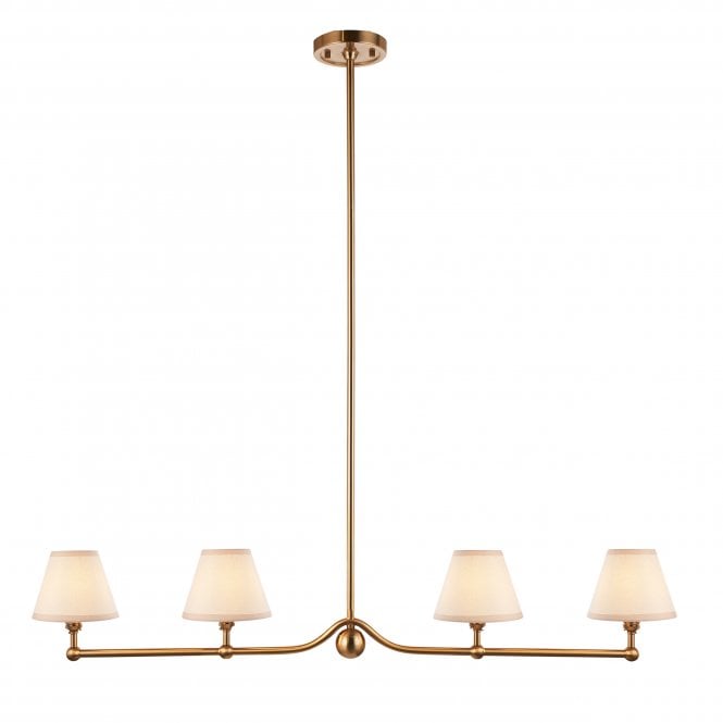 Santiago 4 Light Linear Pendant with Ivy Shades in Vintage White