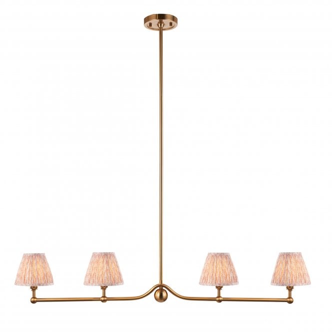 Santiago 4 Light Linear Pendant with Leaf Shades in Peach