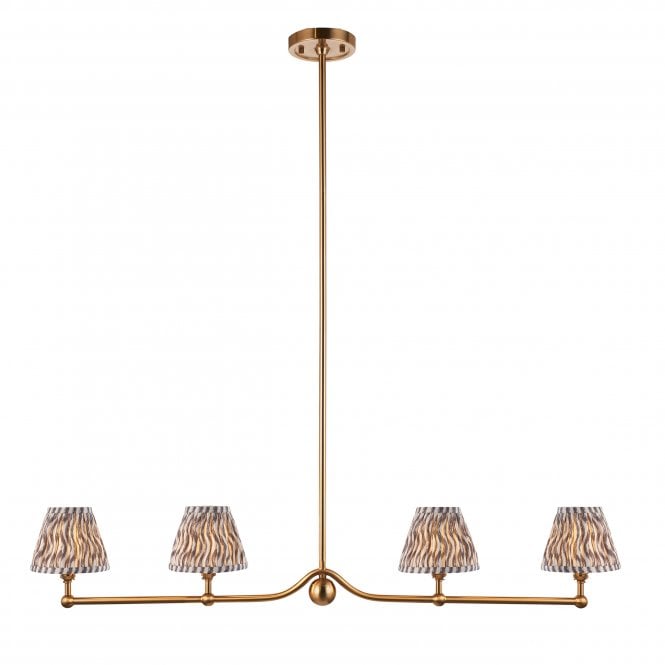 Santiago 4 Light Linear Pendant with Ripple Shades in Pearl Grey