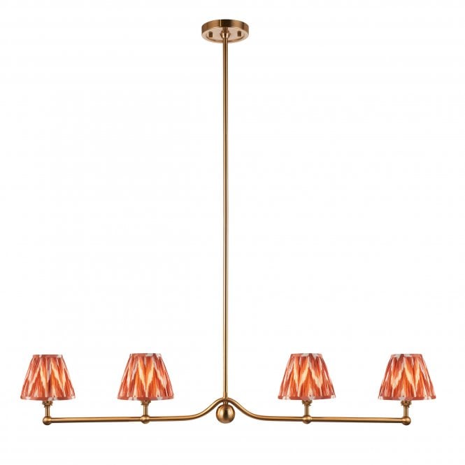 Santiago 4 Light Linear Pendant with Zigzag Shades in Apricot