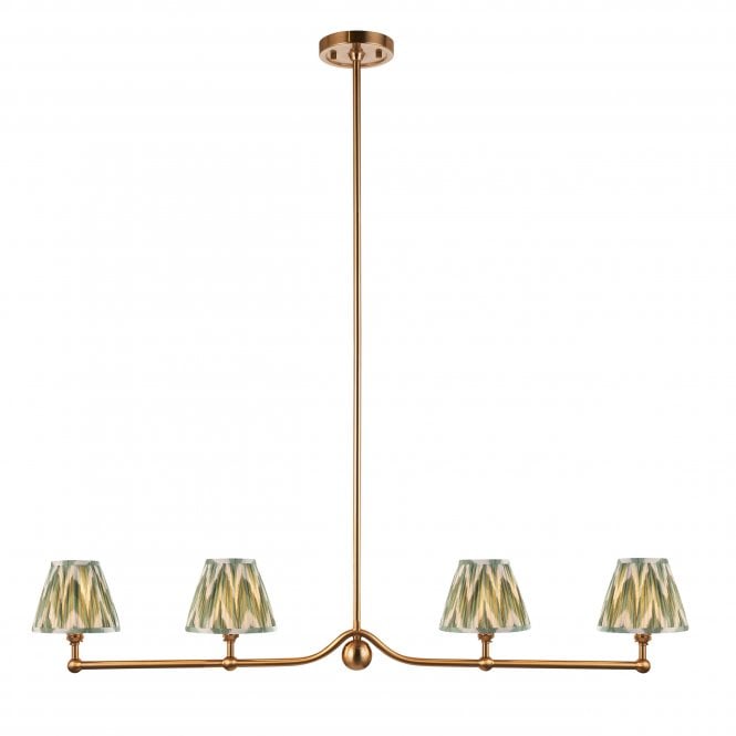 Santiago 4 Light Linear Pendant with Zigzag Shades in Cotswold Green
