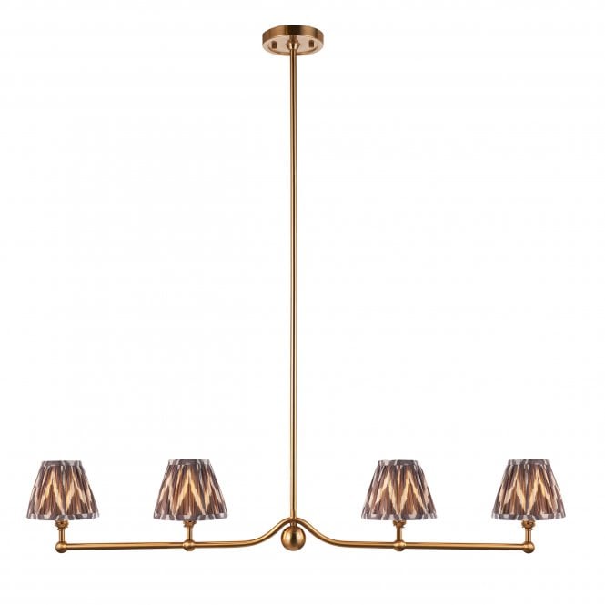 Santiago 4 Light Linear Pendant with Zigzag Shades in Pearl Grey