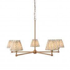 brass pendant ceiling 5 light with leaf pattern green shades