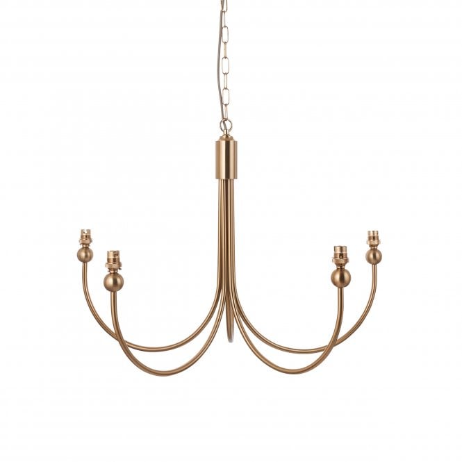 Santiago 5 Light Curved Pendant - Brushed Brass