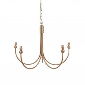 Santiago 5 Light Curved Pendant - Brushed Brass