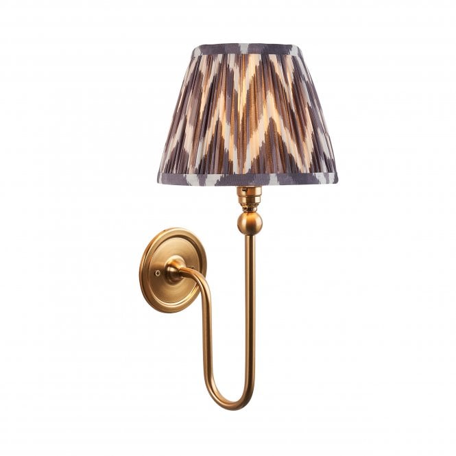 Santiago Wall Light with Zigzag Shade in Pearl Grey