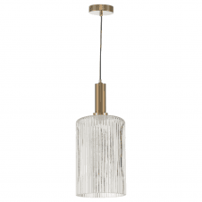 Bronze Suspension With ACCESSORY Easy Fit Cylindrical Ceiling Shade (Ribbed Glass)