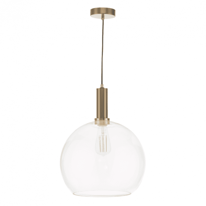 Satin Bronze Ceiling Pendant with Round Glass Shade