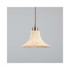 SAVANNAH Bell Rattan Ceiling Pendant | 24cm Shade | Antique Brass