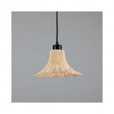 SAVANNAH Bell Rattan Ceiling Pendant | 24cm Shade | Black