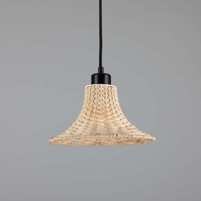 SAVANNAH Bell Rattan Ceiling Pendant | 24cm Shade | Black