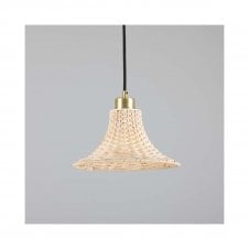 SAVANNAH Bell Rattan Ceiling Pendant | 24cm Shade | Satin Brass