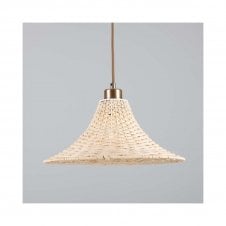 SAVANNAH Bell Rattan Ceiling Pendant | 34.5cm Shade | Antique Brass