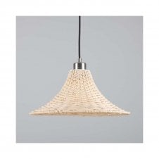 SAVANNAH Bell Rattan Ceiling Pendant | 34cm Shade | Antique Silver