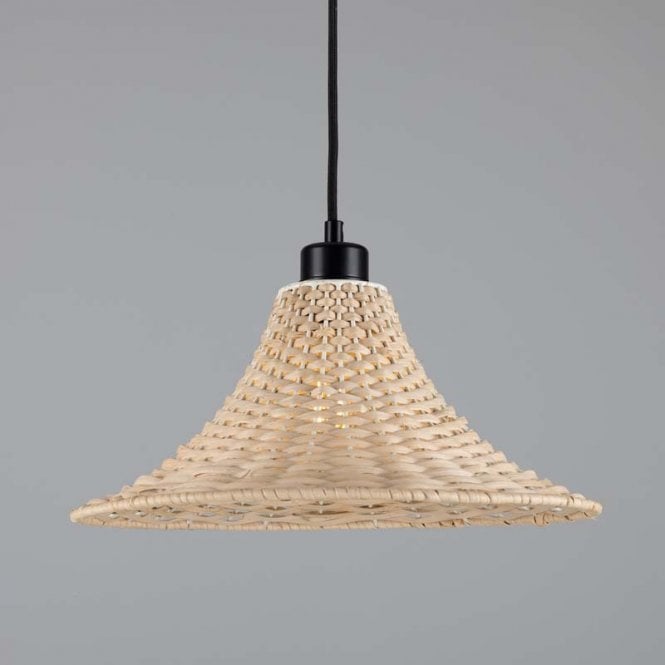 SAVANNAH Bell Rattan Ceiling Pendant | 34cm Shade | Black