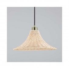 SAVANNAH Bell Rattan Ceiling Pendant | 34cm Shade | Polished Brass