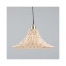 SAVANNAH Bell Rattan Ceiling Pendant | 34cm Shade | Satin Brass