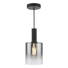 Black ceiling pendant with smoked ombre glass shade