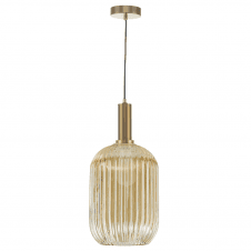 Bronze Suspension With SAWYER Champagne Ribbed Glass Shade