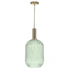 Bronze Suspension With SAWYER Green Ribbed Glass Easy Fit Ceiling Pendant Shade