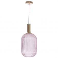 Bronze Suspension With SAWYER Pink Ribbed Glass Shade