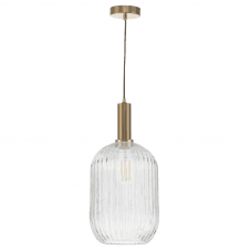 Bronze Suspension With SAWYER Clear Ribbed Glass Shade
