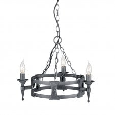 Wrought Iron Black Silver Small Medieval Chandelier