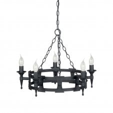 5 Light Medieval Wrought Iron Chandelier
