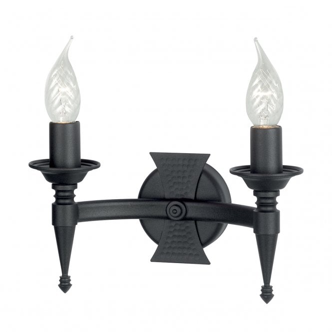 SAXON black wrought iron double wall light