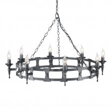 Large Medieval Wrought Iron Hooped Chandelier 