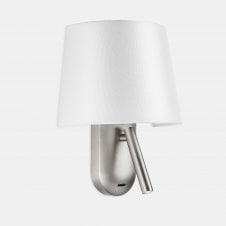 SCREEN Double Wall Light with LED Swivel Arm in Satin Nickel