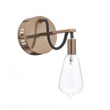 copper wall light with glass shade
