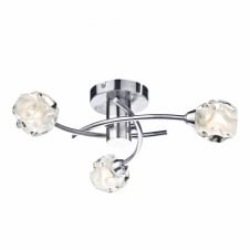 contemporary 3 light semi flush ceiling light in satin chrome