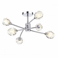 SEATTLE 6 light semi flush ceiling light in satin chrome