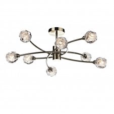 SEATTLE large 8 light antique brass light for low ceilings