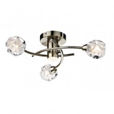 Seattle Double Insulated Low Ceiling Light, Antique Brass, Glass Shades