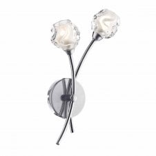 SEATTLE satin chrome double wall light with sculpted glass shades