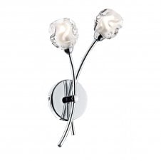 SEATTLE twin chrome wall light sculptured glass shades