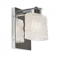SEAVIEW polished chrome bathroom wall light with glass shade