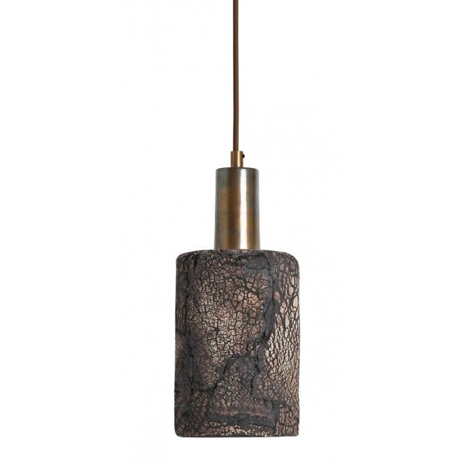 SENNA Ceramic Pendant Light 12Cm Black Clay Antique Brass