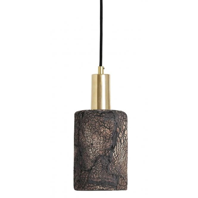SENNA Ceramic Pendant Light 12Cm Black Clay Polished Brass